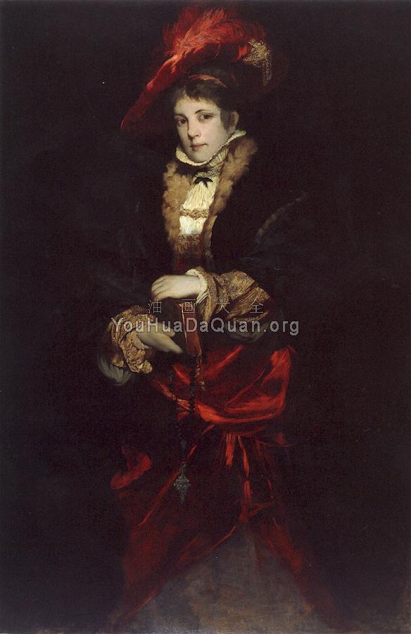 Portrait of a Lady with Red Plumed Hat - 汉斯·马卡特